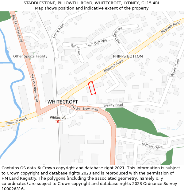 STADDLESTONE, PILLOWELL ROAD, WHITECROFT, LYDNEY, GL15 4RL: Location map and indicative extent of plot