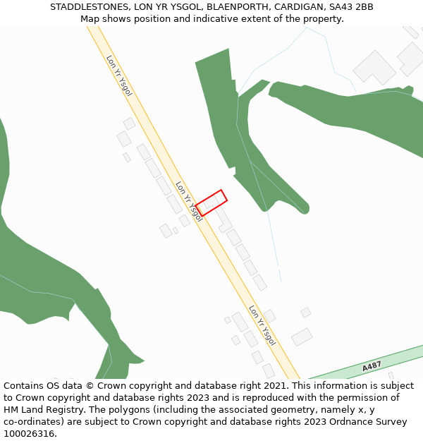 STADDLESTONES, LON YR YSGOL, BLAENPORTH, CARDIGAN, SA43 2BB: Location map and indicative extent of plot