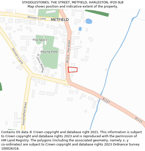 STADDLESTONES, THE STREET, METFIELD, HARLESTON, IP20 0LB: Location map and indicative extent of plot