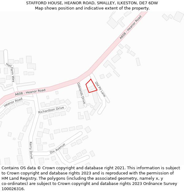 STAFFORD HOUSE, HEANOR ROAD, SMALLEY, ILKESTON, DE7 6DW: Location map and indicative extent of plot