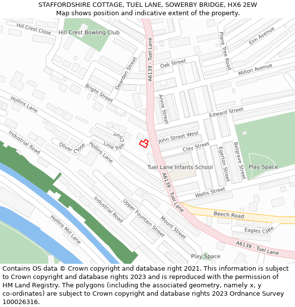 STAFFORDSHIRE COTTAGE, TUEL LANE, SOWERBY BRIDGE, HX6 2EW: Location map and indicative extent of plot