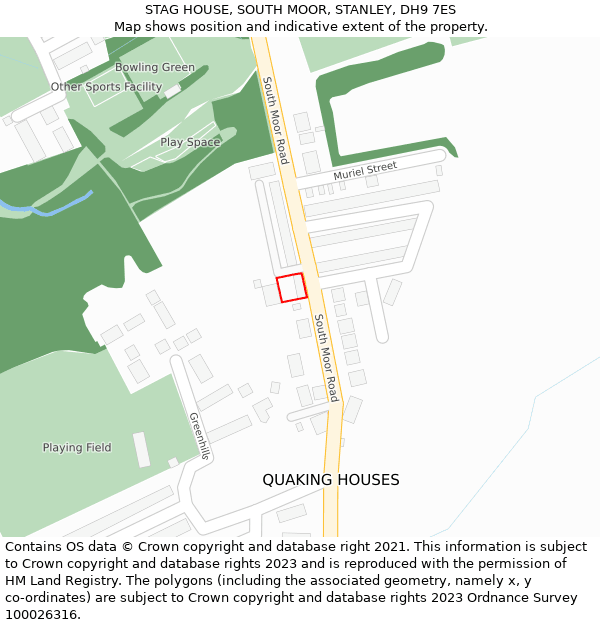 STAG HOUSE, SOUTH MOOR, STANLEY, DH9 7ES: Location map and indicative extent of plot