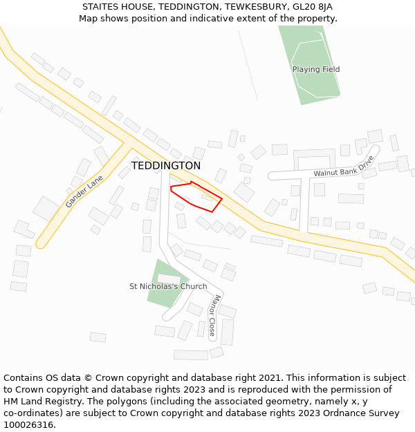 STAITES HOUSE, TEDDINGTON, TEWKESBURY, GL20 8JA: Location map and indicative extent of plot