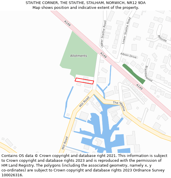 STAITHE CORNER, THE STAITHE, STALHAM, NORWICH, NR12 9DA: Location map and indicative extent of plot