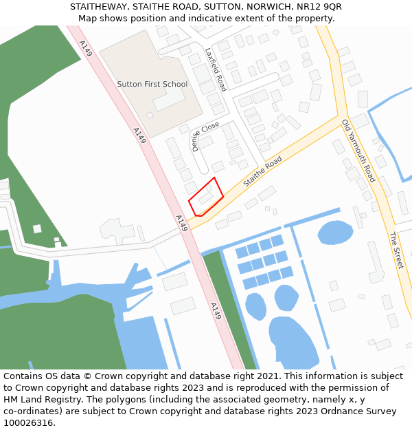 STAITHEWAY, STAITHE ROAD, SUTTON, NORWICH, NR12 9QR: Location map and indicative extent of plot