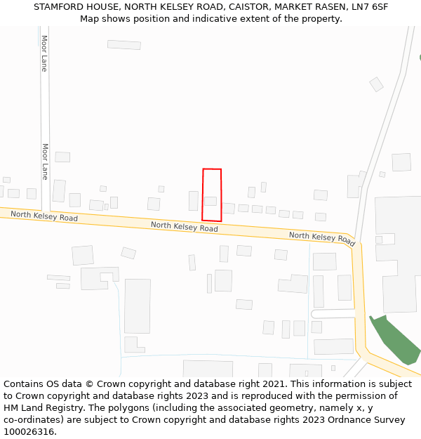 STAMFORD HOUSE, NORTH KELSEY ROAD, CAISTOR, MARKET RASEN, LN7 6SF: Location map and indicative extent of plot