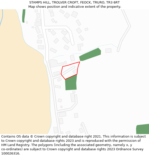 STAMPS HILL, TROLVER CROFT, FEOCK, TRURO, TR3 6RT: Location map and indicative extent of plot