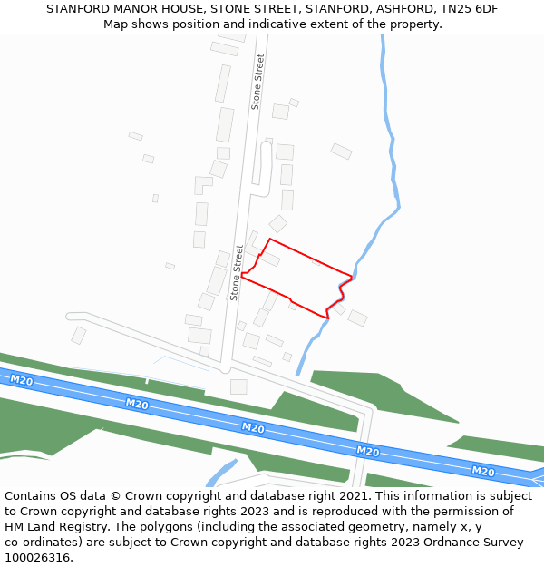 STANFORD MANOR HOUSE, STONE STREET, STANFORD, ASHFORD, TN25 6DF: Location map and indicative extent of plot