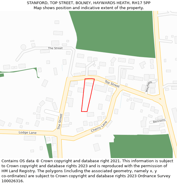 STANFORD, TOP STREET, BOLNEY, HAYWARDS HEATH, RH17 5PP: Location map and indicative extent of plot