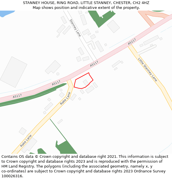 STANNEY HOUSE, RING ROAD, LITTLE STANNEY, CHESTER, CH2 4HZ: Location map and indicative extent of plot