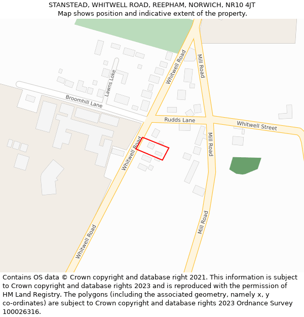 STANSTEAD, WHITWELL ROAD, REEPHAM, NORWICH, NR10 4JT: Location map and indicative extent of plot