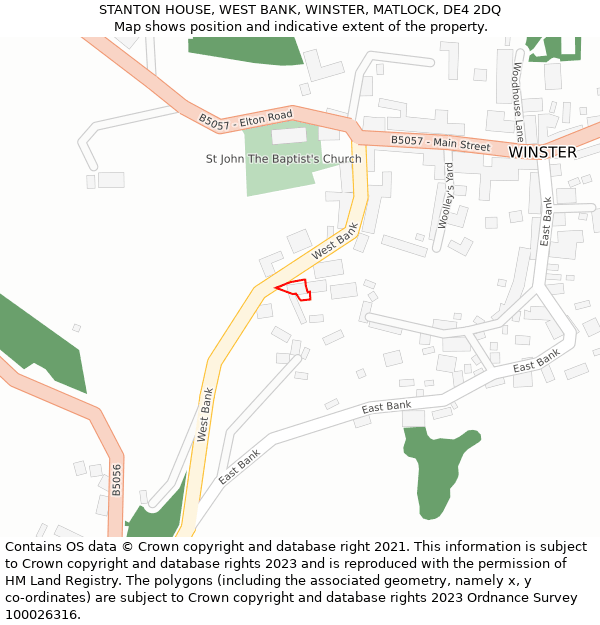 STANTON HOUSE, WEST BANK, WINSTER, MATLOCK, DE4 2DQ: Location map and indicative extent of plot