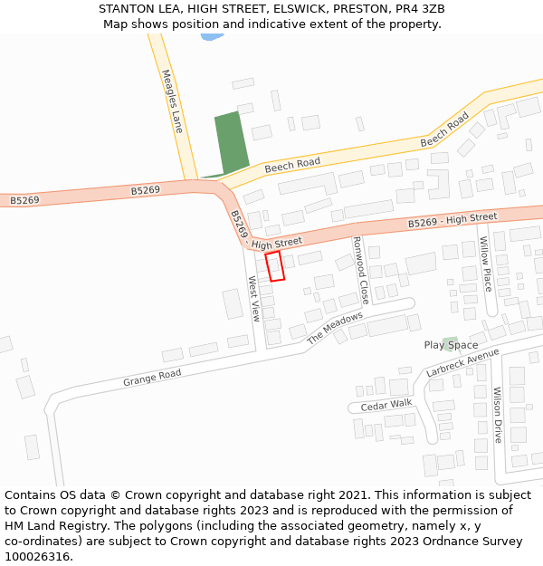 STANTON LEA, HIGH STREET, ELSWICK, PRESTON, PR4 3ZB: Location map and indicative extent of plot