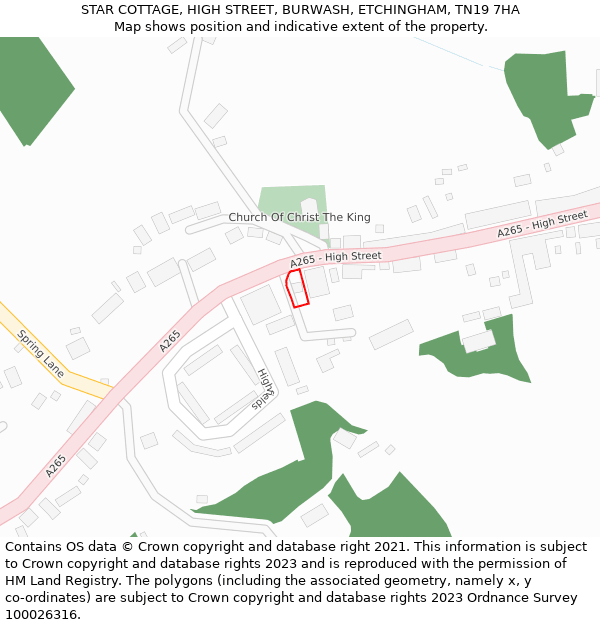 STAR COTTAGE, HIGH STREET, BURWASH, ETCHINGHAM, TN19 7HA: Location map and indicative extent of plot