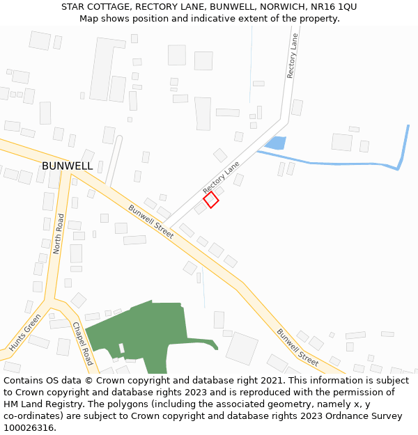 STAR COTTAGE, RECTORY LANE, BUNWELL, NORWICH, NR16 1QU: Location map and indicative extent of plot