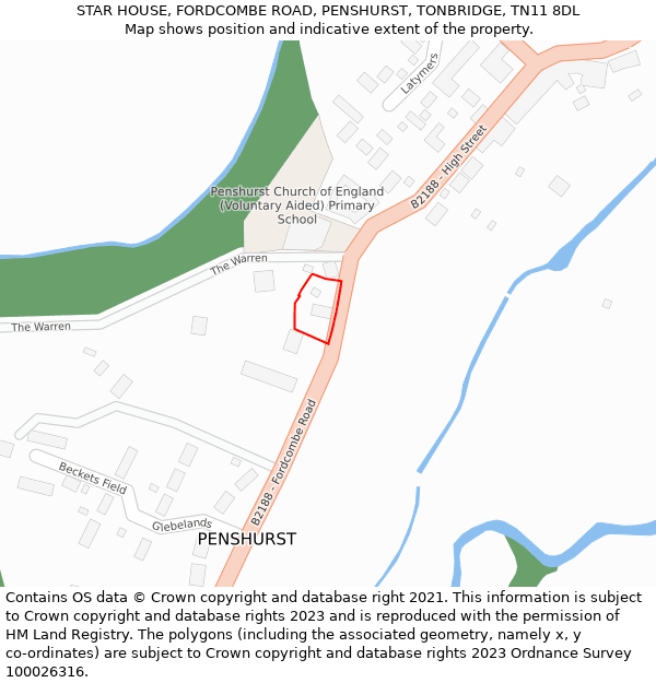 STAR HOUSE, FORDCOMBE ROAD, PENSHURST, TONBRIDGE, TN11 8DL: Location map and indicative extent of plot