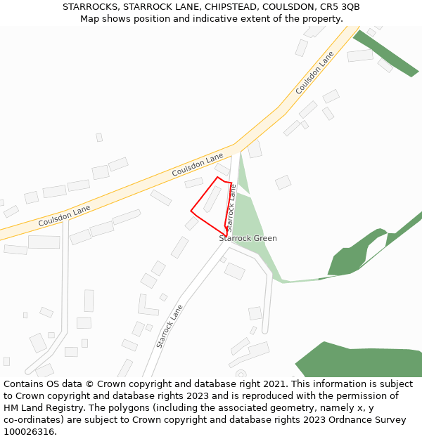 STARROCKS, STARROCK LANE, CHIPSTEAD, COULSDON, CR5 3QB: Location map and indicative extent of plot