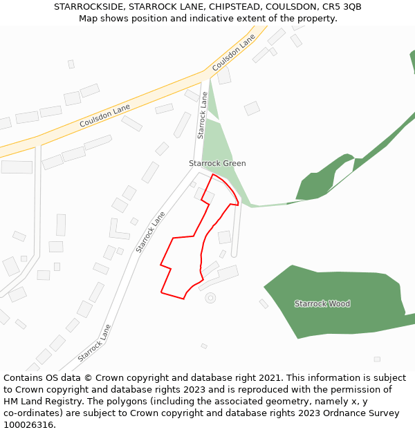 STARROCKSIDE, STARROCK LANE, CHIPSTEAD, COULSDON, CR5 3QB: Location map and indicative extent of plot