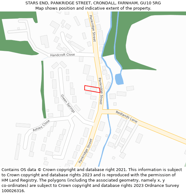 STARS END, PANKRIDGE STREET, CRONDALL, FARNHAM, GU10 5RG: Location map and indicative extent of plot