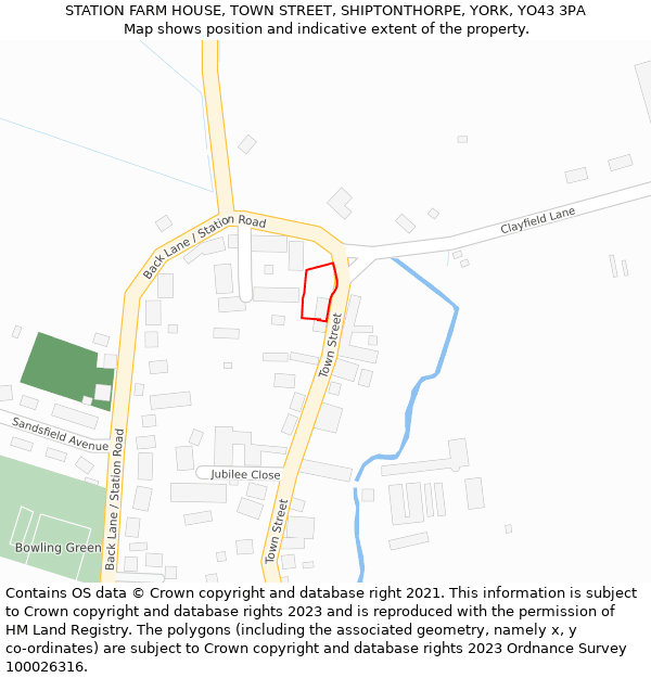 STATION FARM HOUSE, TOWN STREET, SHIPTONTHORPE, YORK, YO43 3PA: Location map and indicative extent of plot