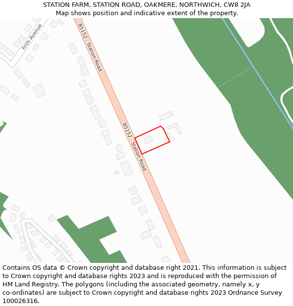 STATION FARM, STATION ROAD, OAKMERE, NORTHWICH, CW8 2JA: Location map and indicative extent of plot