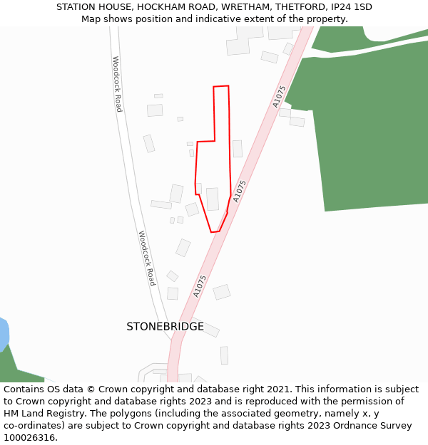 STATION HOUSE, HOCKHAM ROAD, WRETHAM, THETFORD, IP24 1SD: Location map and indicative extent of plot