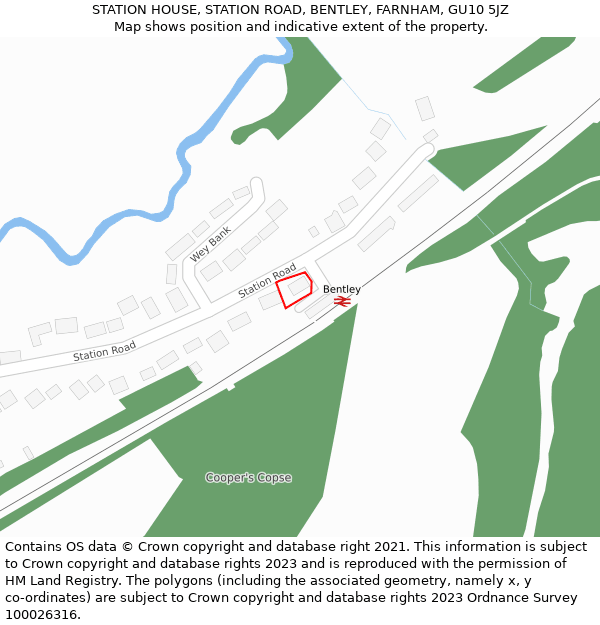 STATION HOUSE, STATION ROAD, BENTLEY, FARNHAM, GU10 5JZ: Location map and indicative extent of plot