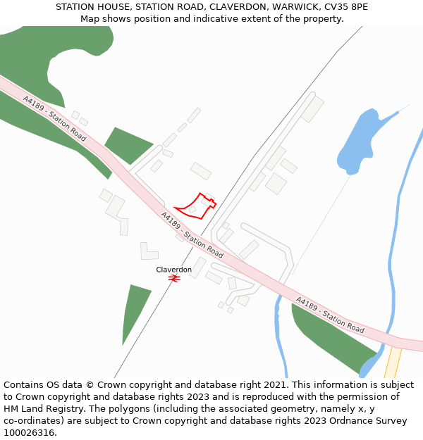 STATION HOUSE, STATION ROAD, CLAVERDON, WARWICK, CV35 8PE: Location map and indicative extent of plot