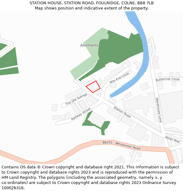 STATION HOUSE, STATION ROAD, FOULRIDGE, COLNE, BB8 7LB: Location map and indicative extent of plot