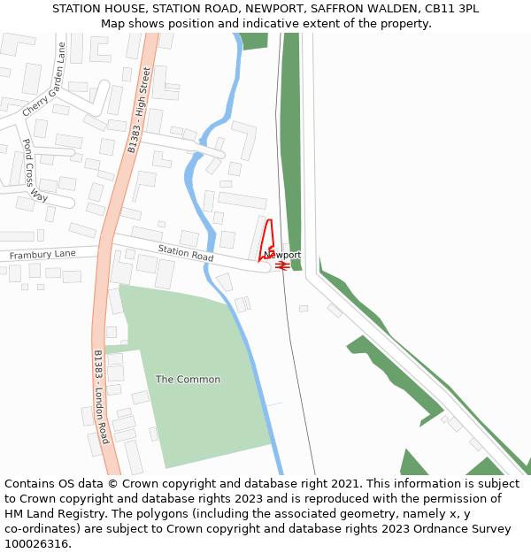 STATION HOUSE, STATION ROAD, NEWPORT, SAFFRON WALDEN, CB11 3PL: Location map and indicative extent of plot