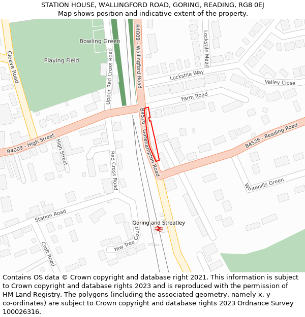 STATION HOUSE, WALLINGFORD ROAD, GORING, READING, RG8 0EJ: Location map and indicative extent of plot