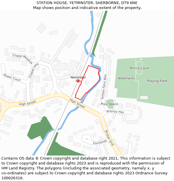 STATION HOUSE, YETMINSTER, SHERBORNE, DT9 6NE: Location map and indicative extent of plot