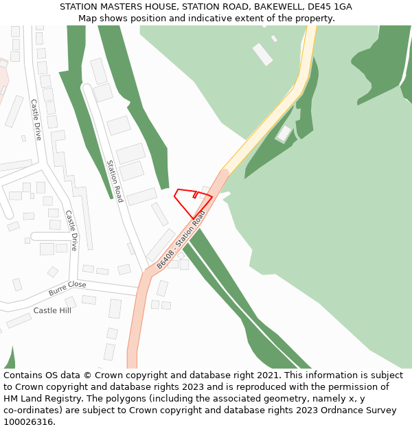 STATION MASTERS HOUSE, STATION ROAD, BAKEWELL, DE45 1GA: Location map and indicative extent of plot