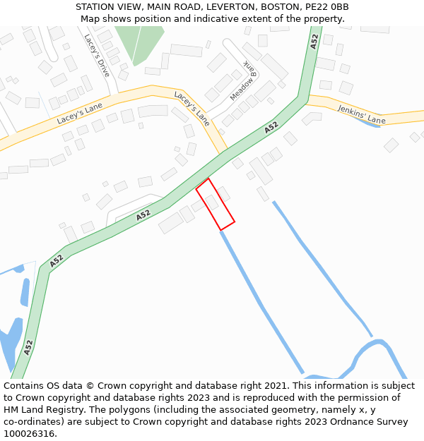 STATION VIEW, MAIN ROAD, LEVERTON, BOSTON, PE22 0BB: Location map and indicative extent of plot