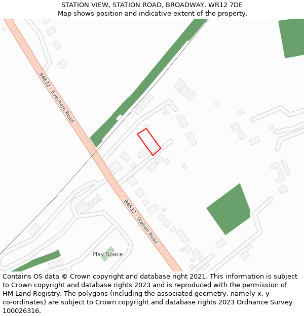 STATION VIEW, STATION ROAD, BROADWAY, WR12 7DE: Location map and indicative extent of plot