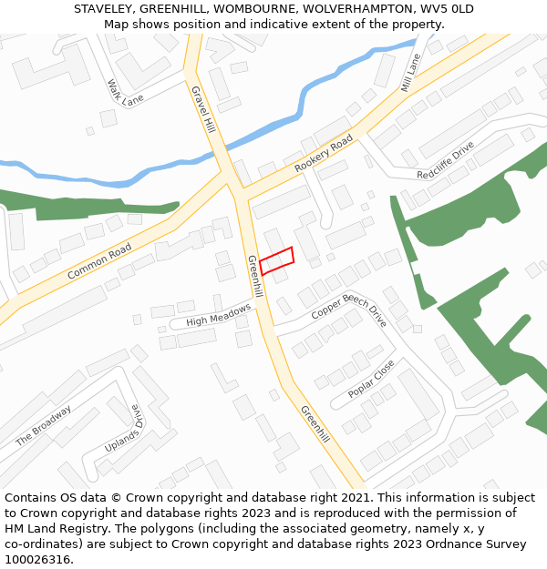 STAVELEY, GREENHILL, WOMBOURNE, WOLVERHAMPTON, WV5 0LD: Location map and indicative extent of plot
