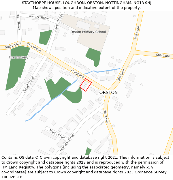 STAYTHORPE HOUSE, LOUGHBON, ORSTON, NOTTINGHAM, NG13 9NJ: Location map and indicative extent of plot