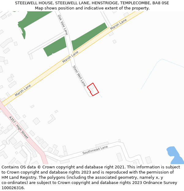 STEELWELL HOUSE, STEELWELL LANE, HENSTRIDGE, TEMPLECOMBE, BA8 0SE: Location map and indicative extent of plot