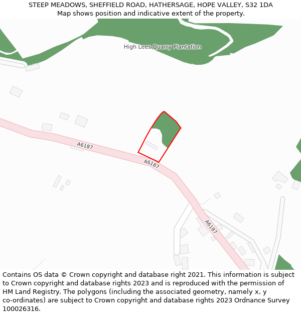 STEEP MEADOWS, SHEFFIELD ROAD, HATHERSAGE, HOPE VALLEY, S32 1DA: Location map and indicative extent of plot