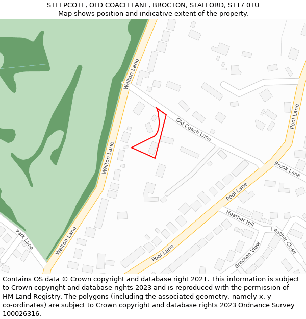 STEEPCOTE, OLD COACH LANE, BROCTON, STAFFORD, ST17 0TU: Location map and indicative extent of plot