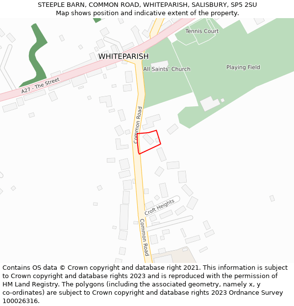 STEEPLE BARN, COMMON ROAD, WHITEPARISH, SALISBURY, SP5 2SU: Location map and indicative extent of plot