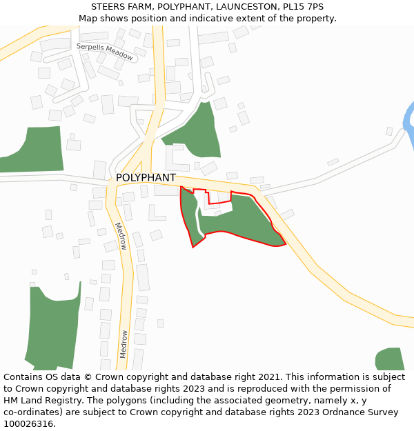 STEERS FARM, POLYPHANT, LAUNCESTON, PL15 7PS: Location map and indicative extent of plot
