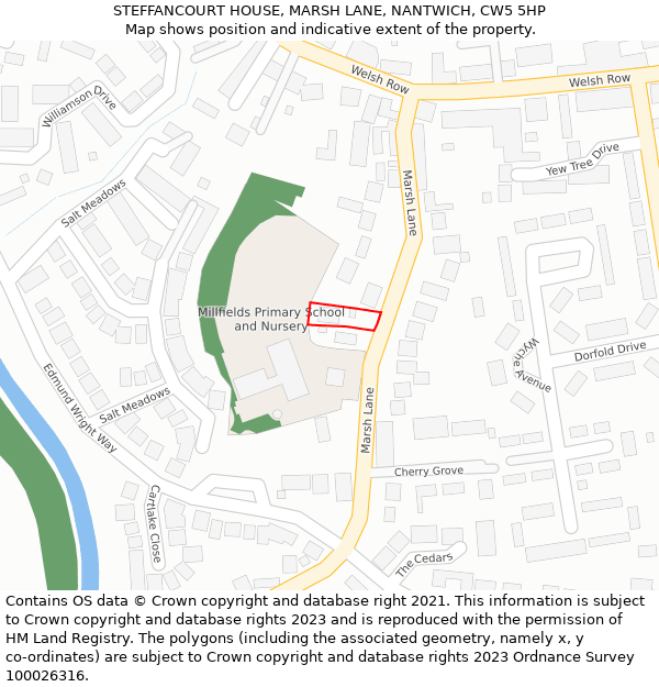 STEFFANCOURT HOUSE, MARSH LANE, NANTWICH, CW5 5HP: Location map and indicative extent of plot