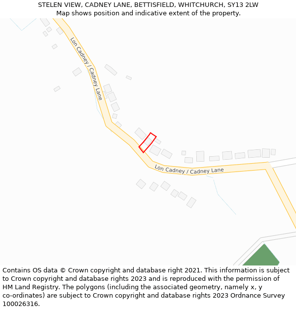 STELEN VIEW, CADNEY LANE, BETTISFIELD, WHITCHURCH, SY13 2LW: Location map and indicative extent of plot