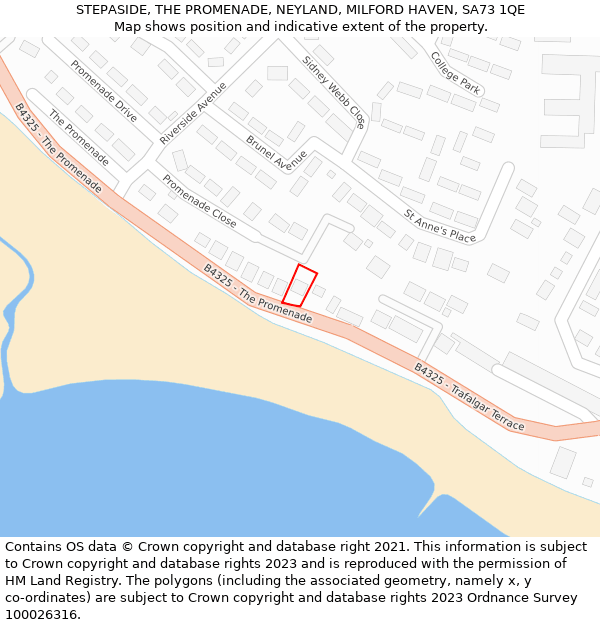 STEPASIDE, THE PROMENADE, NEYLAND, MILFORD HAVEN, SA73 1QE: Location map and indicative extent of plot