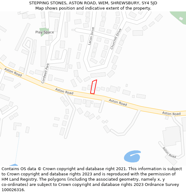 STEPPING STONES, ASTON ROAD, WEM, SHREWSBURY, SY4 5JD: Location map and indicative extent of plot