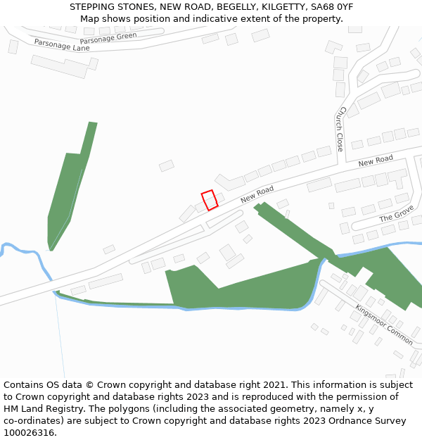 STEPPING STONES, NEW ROAD, BEGELLY, KILGETTY, SA68 0YF: Location map and indicative extent of plot