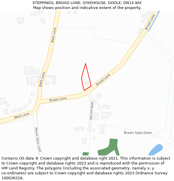 STEPPINGS, BROAD LANE, SYKEHOUSE, GOOLE, DN14 9AY: Location map and indicative extent of plot