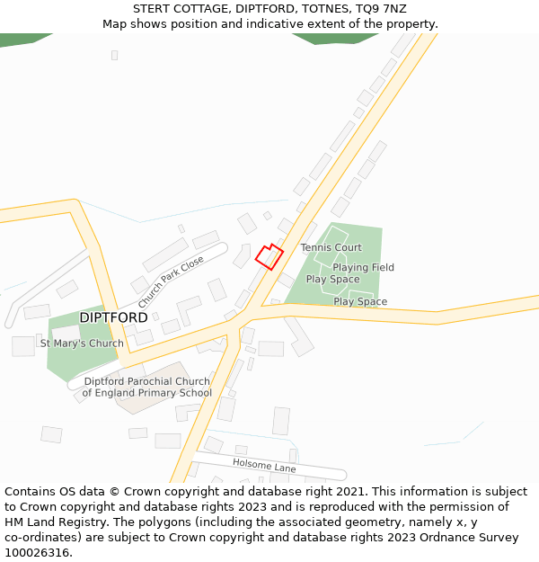 STERT COTTAGE, DIPTFORD, TOTNES, TQ9 7NZ: Location map and indicative extent of plot