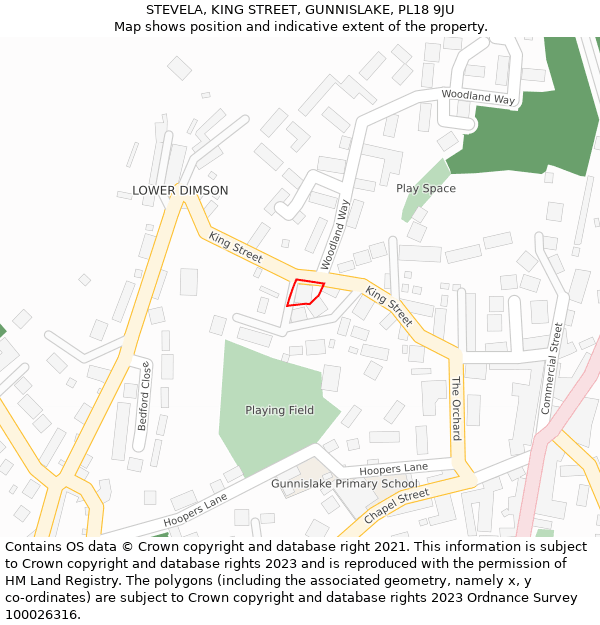 STEVELA, KING STREET, GUNNISLAKE, PL18 9JU: Location map and indicative extent of plot